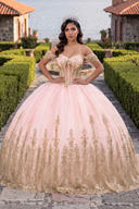 Pink Ball Gown Tulle Off-the-Shoulder Quinceanera Dress with Sequins | KISSPROM