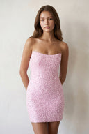 Pink Bodycon Strapless Mini Homecoming Dresses With Beadings | KISSPROM