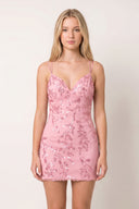 Pink Bodycon V Neck Sequined Satin Mini Homecoming Dresses | KISSPROM
