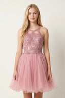 Pink Embellished Embroidery Tulle Short Homecoming Dress - KISSPROM