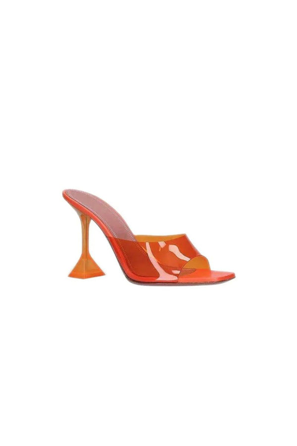 Pink High Heel Naked Mules Sandals - KissProm