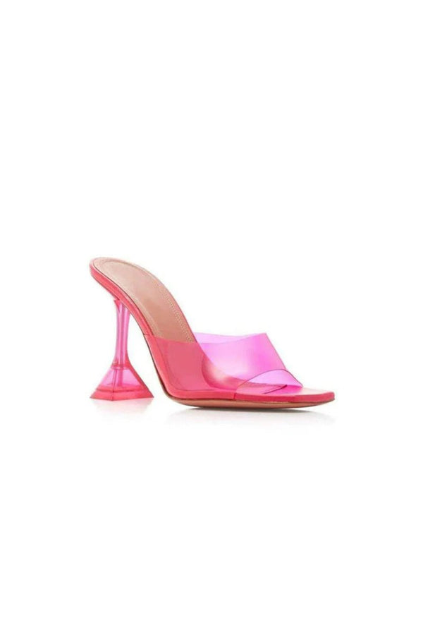 Pink High Heel Naked Mules Sandals - KissProm
