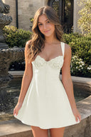 Ivory Lace Sweetheart A-Line Satin Homecoming Dress With Lace-Up Back | KISSPROM