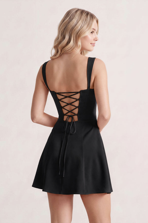 Pink Lace Sweetheart A-Line Satin Homecoming Dress With Lace-Up Back