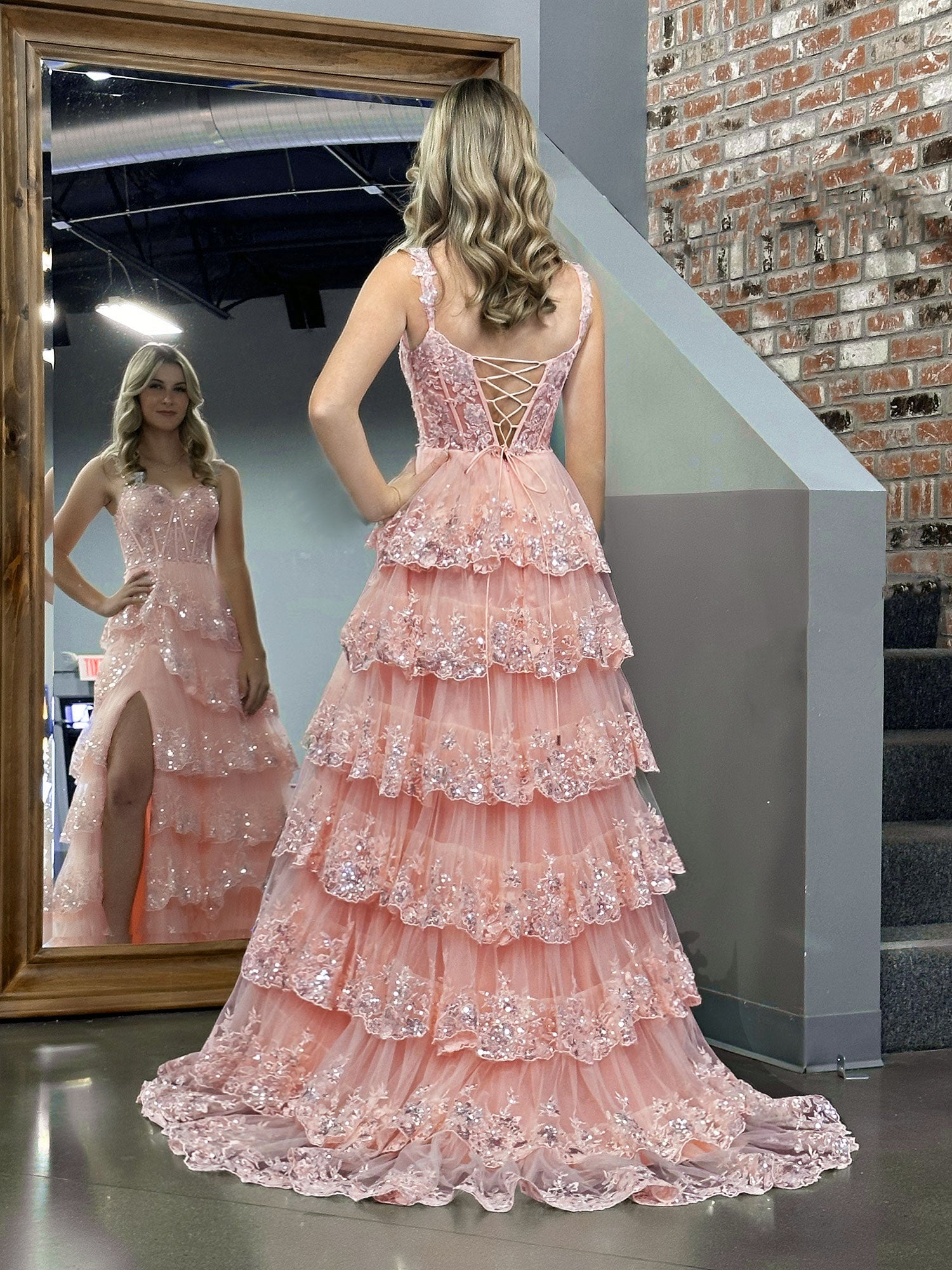 Pink Princess A Line Off the Shoulder Corset Prom Dress with Lace Ruffles