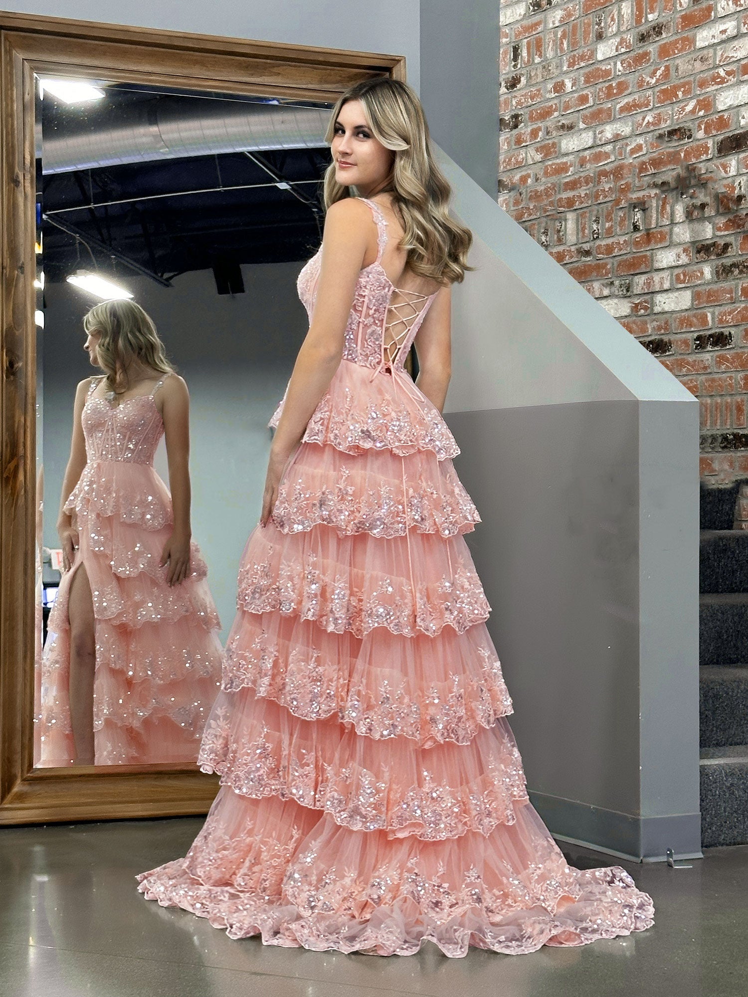Pink Princess A Line Off the Shoulder Corset Prom Dress with Lace Ruffles