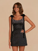 White V-Neck Tulle Ruffled A-Line Mini Dress – Dress by KissProm | Available at KissProm