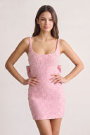 Pink Scoop Neck Sheath Satin Beaded Homecoming Dress | KISSPROM
