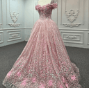 Pink Sequined Off the Shoulder Quinceañera Dress - KissProm