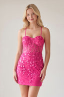 Pink Sheath Lace Corset Homecoming Dress | KISSPROM