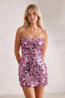 Pink Sheath Sparkly Spaghetti Straps Sequin Mini Party Dress | KISSPROM