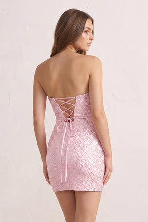 Pink Sheath Sweetheart Sequined Cut Out Short Homecoming & Cocktail Dresses (2) | KISSPROM
