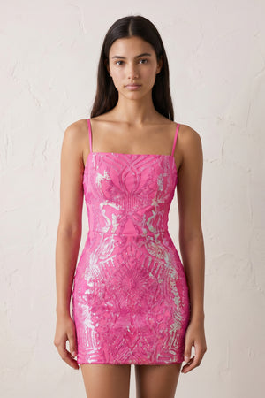 Pink Sparkly Sequin Backless Bodycon Mini Party Dresses | KISSPROM