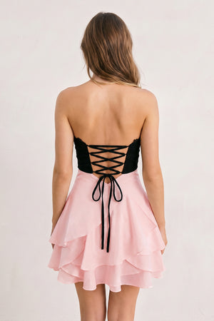 Pink Sweetheart A-Line Ruffled Chiffon Homecoming Dress with Bow (3) | KISSPROM