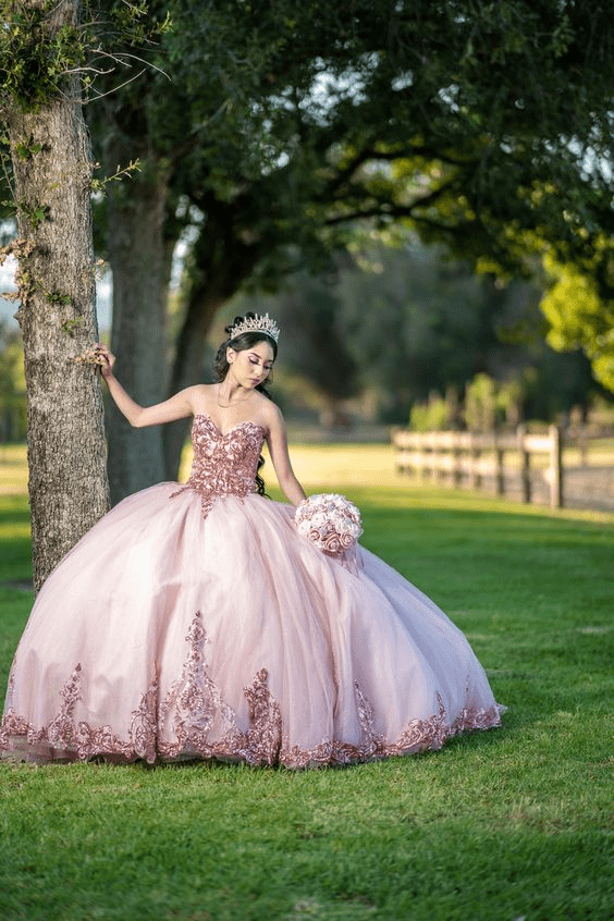 Erika | Pink Sweetheart Neckline Quinceanera Ball Gown Dress
