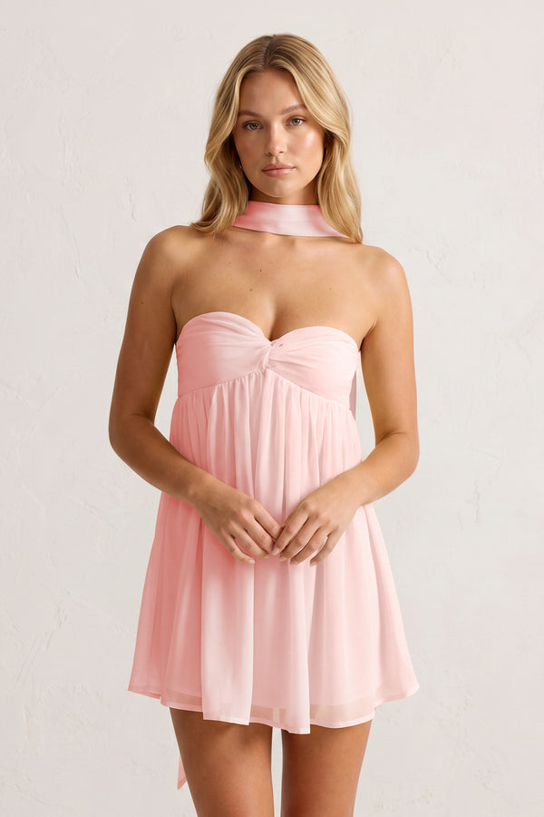 Pink Sweetheart Ruched A-Line Chiffon Homecoming Dress | KISSPROM