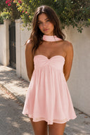 Pink Sweetheart Ruched A-Line Chiffon Homecoming Dress | KISSPROM