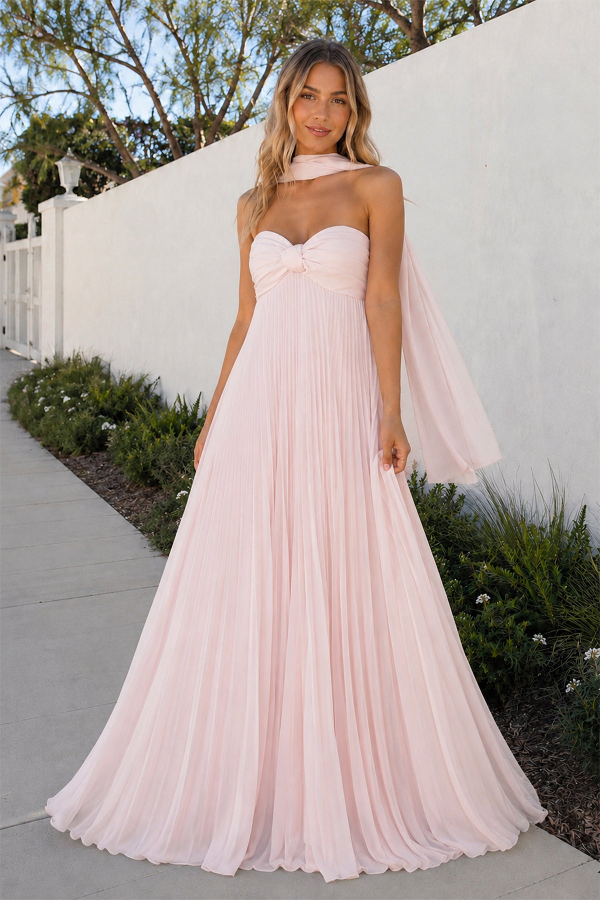 KissProm A Line Light Pink Sweetheart Chiffon Long Prom Dress, Pink / 8