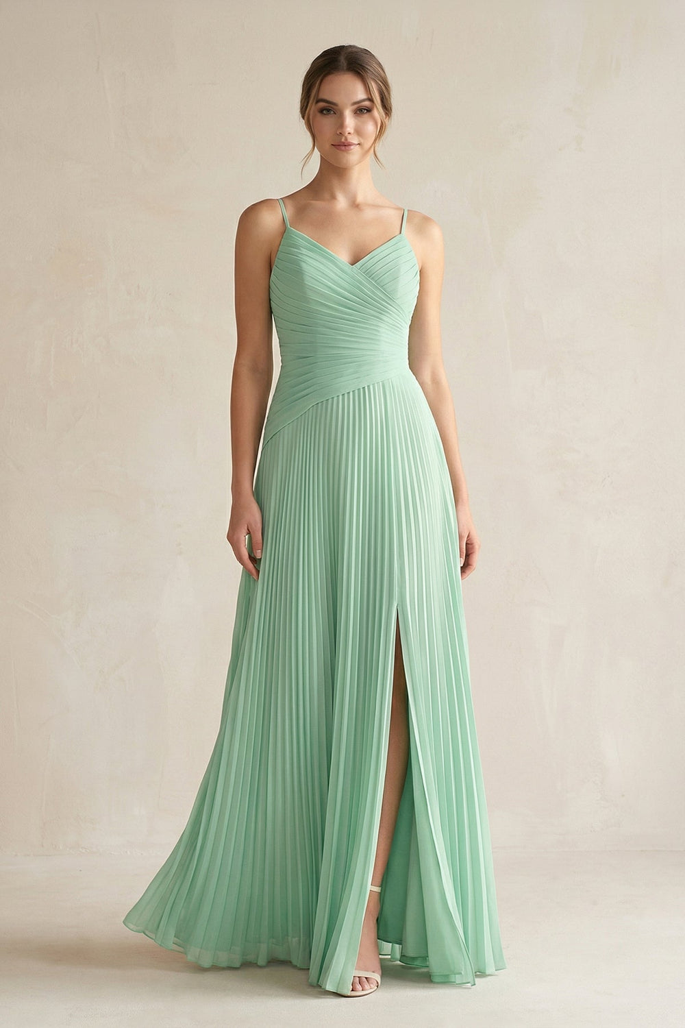Pleated A - Line Long Chiffon Bridesmaid Dress - KissProm Bridesmaid Dresses