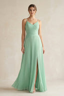 Pleated A - Line Long Chiffon Bridesmaid Dress - KissProm Bridesmaid Dresses