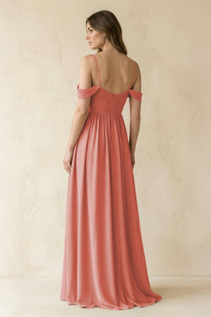 A-Line Off-the-Shoulder Pleated Chiffon Bridesmaid Dress in Mulberry - KissProm BRIDESMAID DRESSES