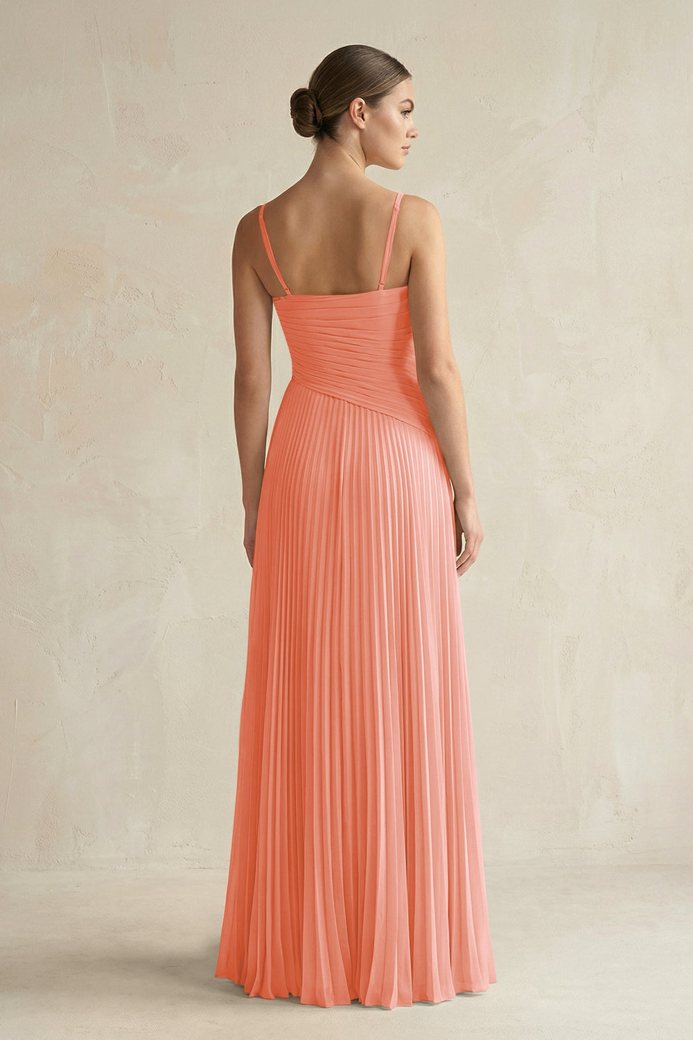 Pleated A-Line Long Chiffon Bridesmaid Dress in Rosette