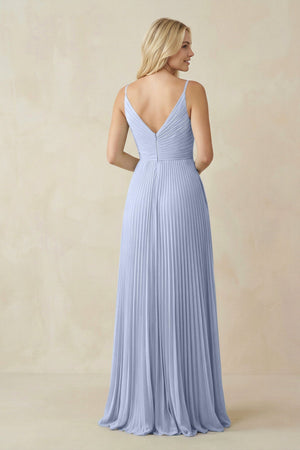 Pleated V - Neck A - Line Chiffon Bridesmaid Dress in Ice - KissProm Bridesmaid Dresses