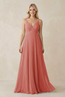 Pleated V - Neck A - Line Chiffon Bridesmaid Dress in Mulberry - KissProm Bridesmaid Dresses