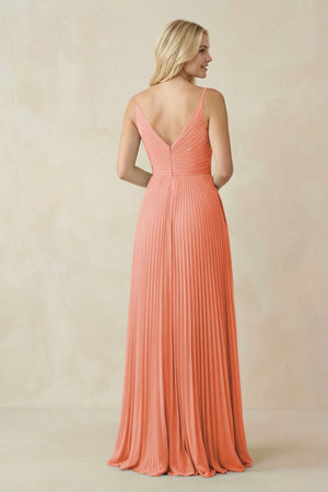 Pleated V - Neck A - Line Chiffon Bridesmaid Dress in Rosette - KissProm Bridesmaid Dresses