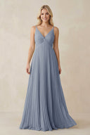 Pleated V - Neck A - Line Chiffon Bridesmaid Dress in Twilight - KissProm Bridesmaid Dresses