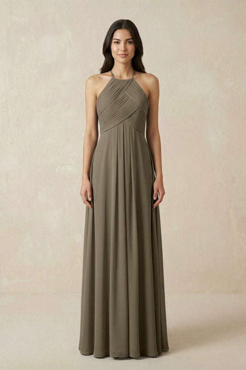 green pleated halter dress Melrose Pleated Dress main image 1