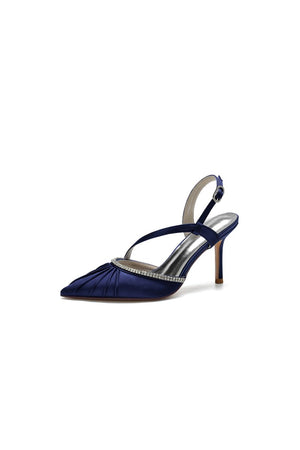 Pointed Toe Ankle Strap Crystal Heels - KissProm