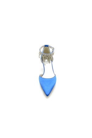 Pointed Toe Ankle Strap Party Shoes with Rhinestone - KissProm