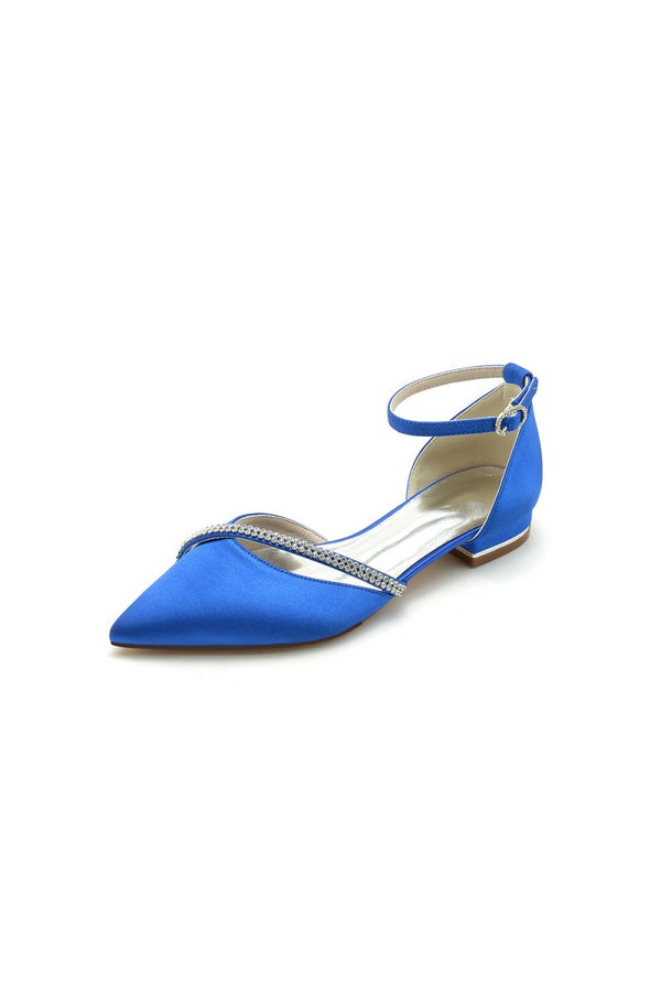 Pointed Toe Beaded Ankle Strap Kitten Heels - KissProm