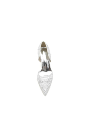 Pointed Toe Beaded Lace Wedding Stiletto Heels - KissProm