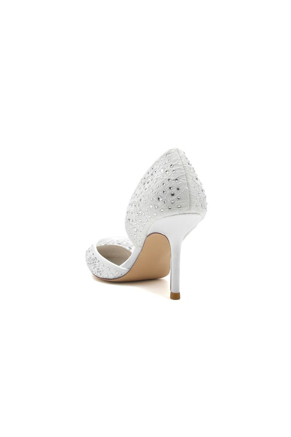 Pointed Toe Beaded Lace Wedding Stiletto Heels - KissProm