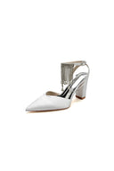 Pointed Toe Beading Tassel Satin Chunky Heels - KissProm