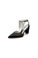 Pointed Toe Beading Tassel Satin Chunky Heels - KissProm