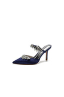 Pointed Toe Crystal Flower Strap Stiletto Heel - KissProm