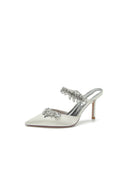 Pointed Toe Crystal Flower Strap Stiletto Heel - KissProm