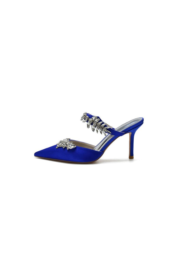 Pointed Toe Crystal Flower Strap Stiletto Heel - KissProm