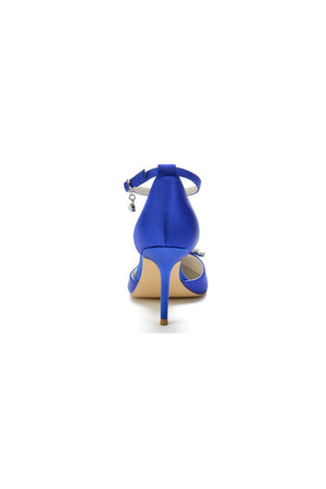 Pointed Toe Crystal Party Ankle Strap Heels Shoes - KissProm