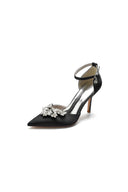 Pointed Toe Crystal Party Ankle Strap Heels Shoes - KissProm