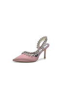 Pointed Toe Heels With Crystal Slingback Strap - KissProm