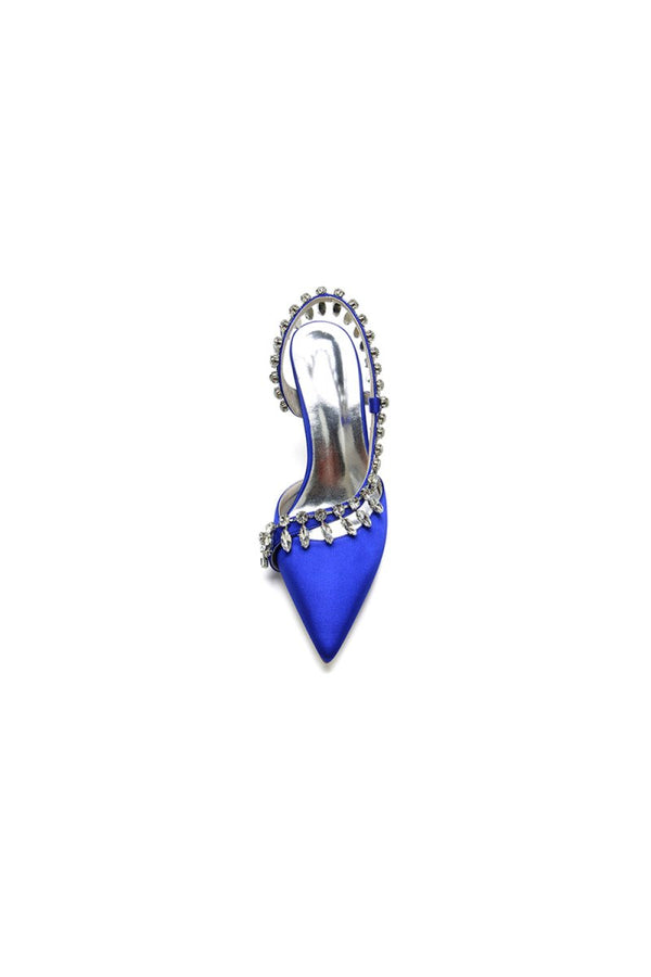 Pointed Toe Heels With Crystal Slingback Strap - KissProm
