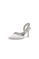 Pointed Toe Heels With Crystal Slingback Strap - KissProm