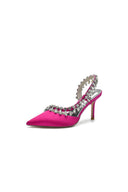 Pointed Toe Heels With Crystal Slingback Strap - KissProm