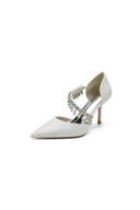Pointed Toe Crystal Strap Heels - KissProm