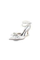 Pointed Toe Heels with Ribbon Bow - KissProm
