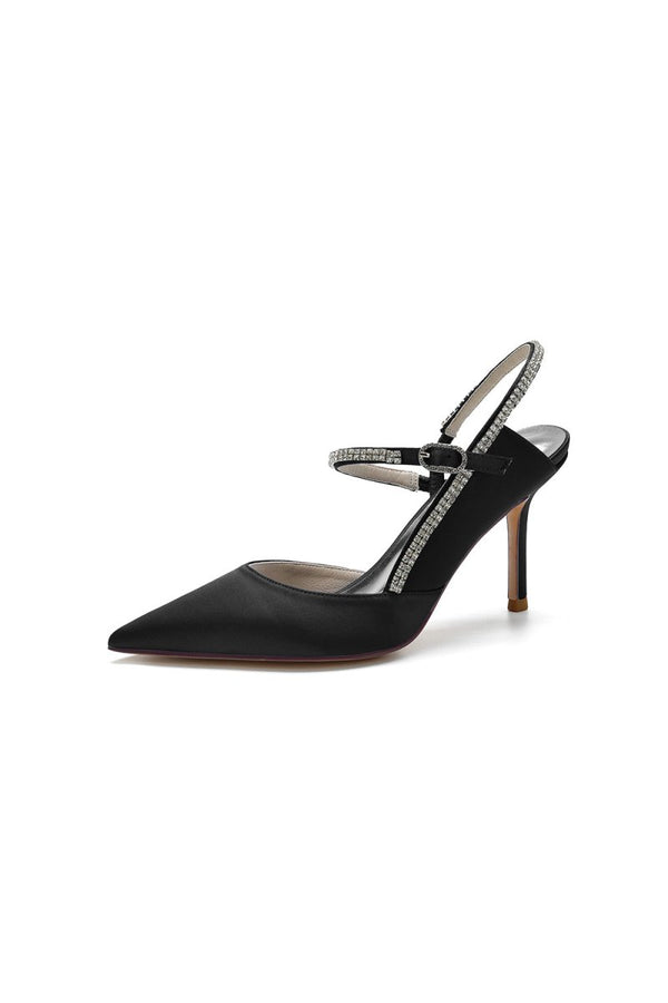 Pointed Toe Stiletto Heel with Crystal Strap - KissProm